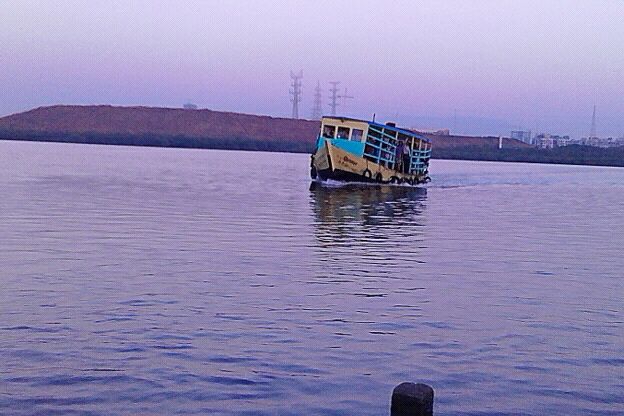 A ferry at Gorai beach, Mumbai.