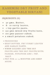 2nd method for Kashmiri Dry fruit and veg biryani