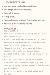 Method 3- Final method for Kashmiri Dry fruit and veg biryani
