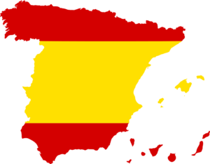 Silhouette Spain with Flag