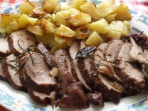 roast beef with potatoes for Christmas dinner