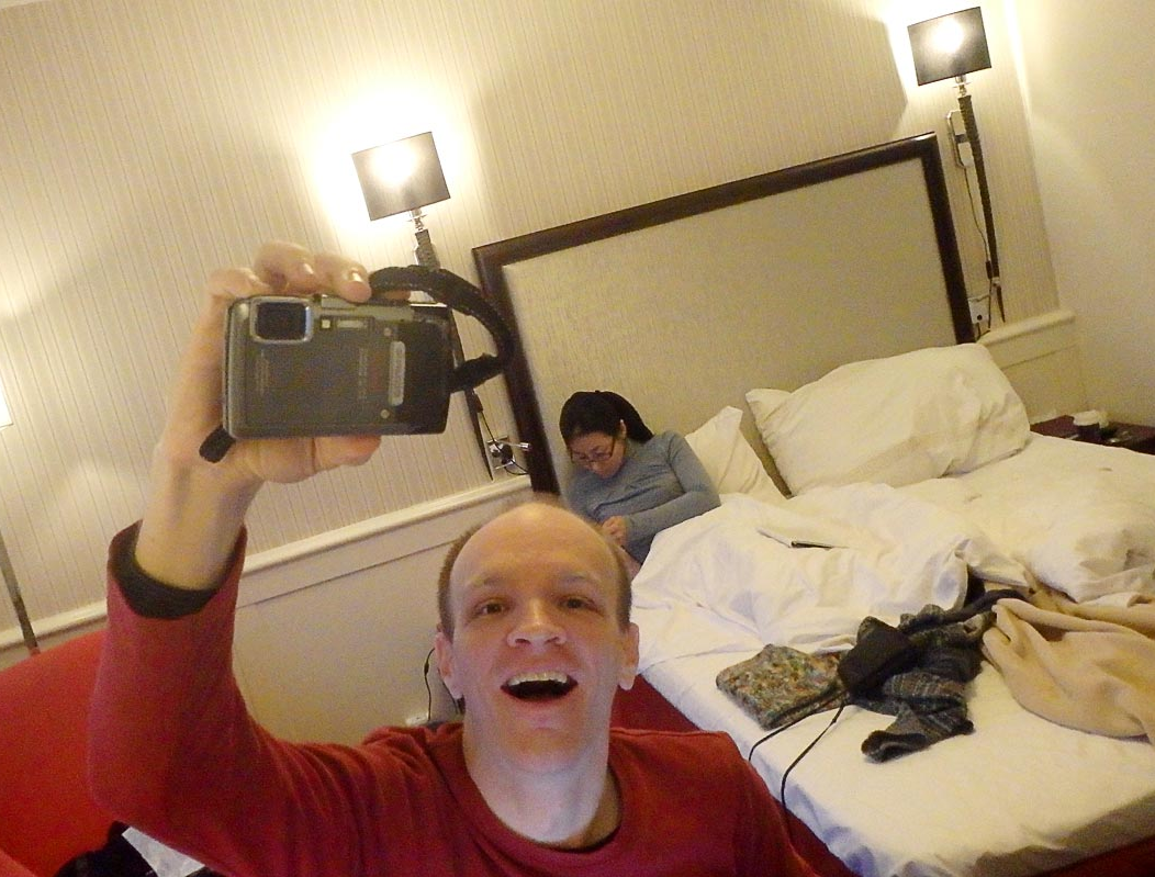 Take selfie during a hotel staycation
