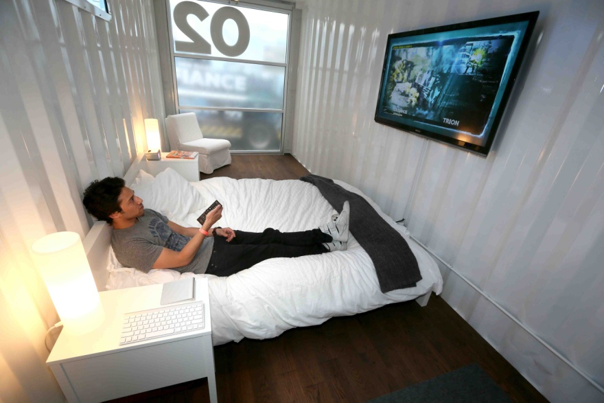 Watching TV during a hotel staycation