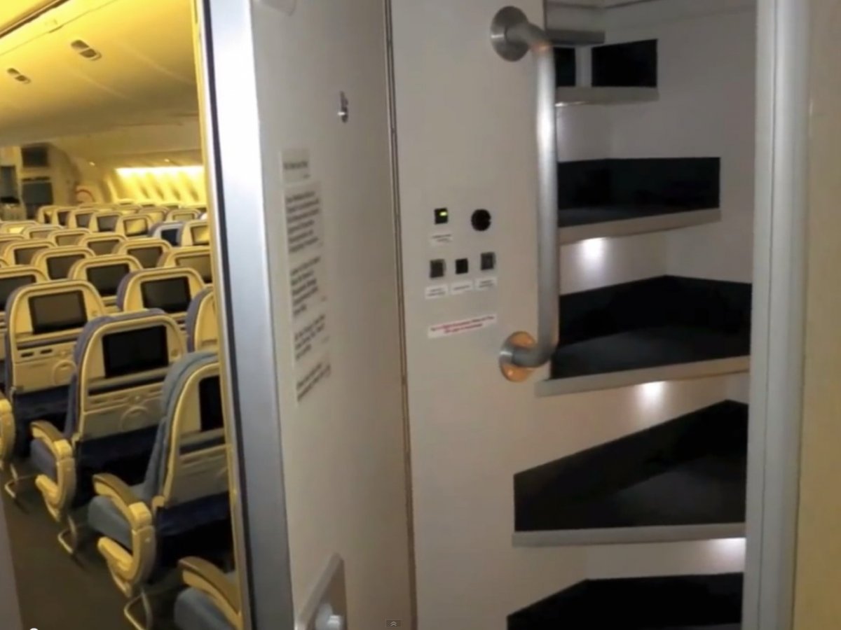Secret stairs lead up to the cabin crew bedrooms on long haul flights