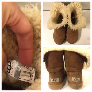 Checking label on Sheepskin boots