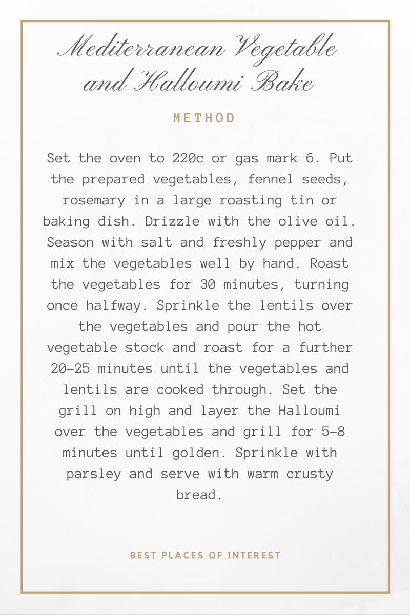 Method for Mediterranean vegetable and Halloumi cheese recipes