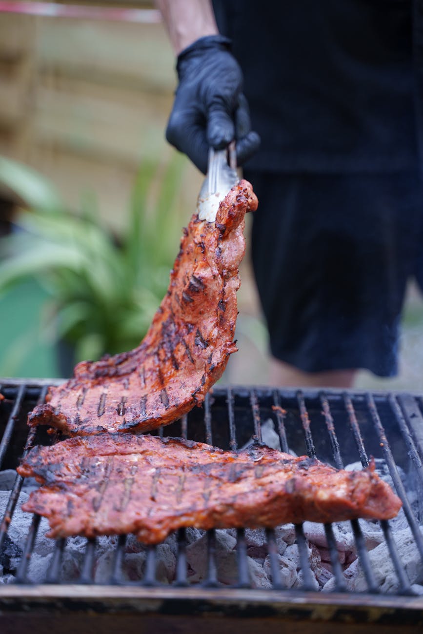 close up of food on a grill. Barbeque on Australia Day