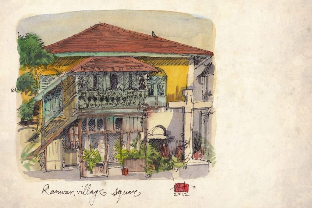 Runwar village square postcard in Bandra