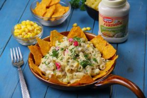 Macaroni with Creamy Corn and Nachos, women's day special recipes