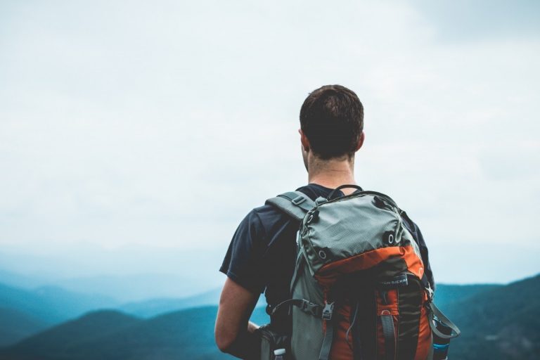 Hiker backpacker, travelling