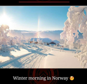 Winter morning in Norway, breathtaking places in the world