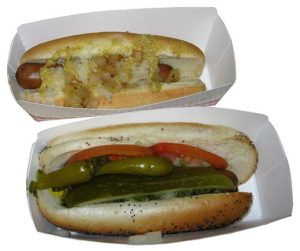 Sonic Premium Beef Hot Dogs Chicago Dog and New York Dog, street food USA