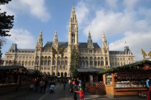 christkindlmarkt (advent market) in front of the town hall of Vienna
