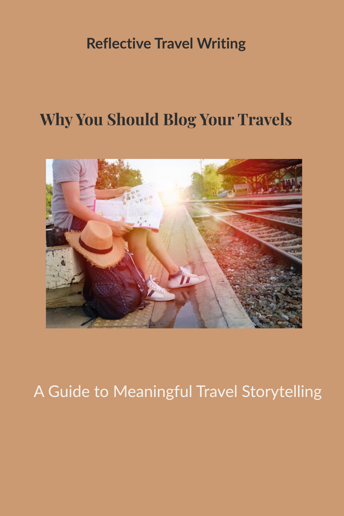 Traveler with map and backpack on a train platform, illustrating why blogging your travels is meaningful.