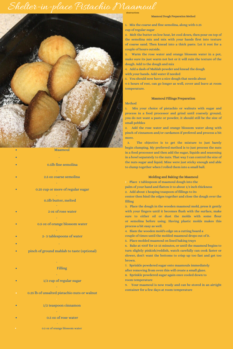 Shelter-in-place Pistachio Maamoul 

