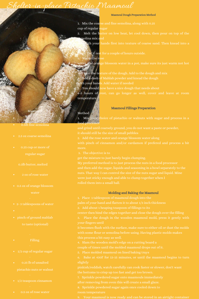 Shelter-in-place Pistachio Maamoul