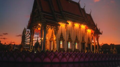 building with lights