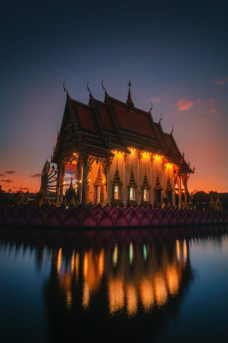 building with lights