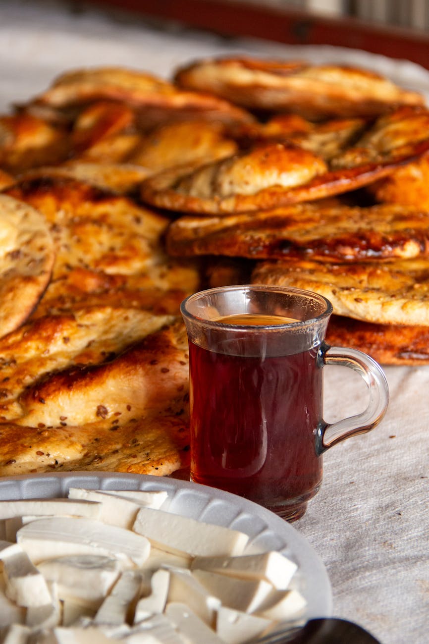 traditional turkish tea and pastry display
