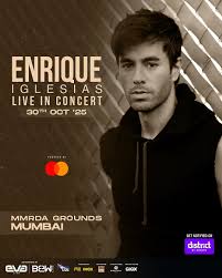 Enrique Iglesias performing live on stage, spotlight highlighting his signature romantic energy—concert teaser for Mumbai 2025