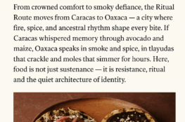 Oaxaca street food rituals — smoky tlayuda and mole negro served with lime"