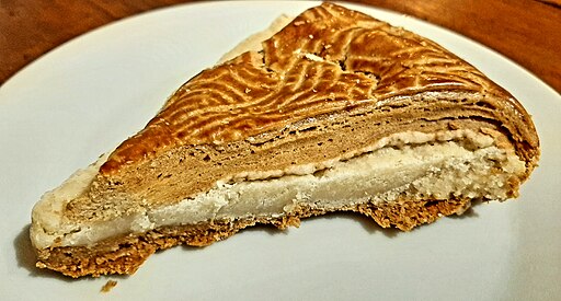 Armenian gata pastry with layered sweet filling on a plate