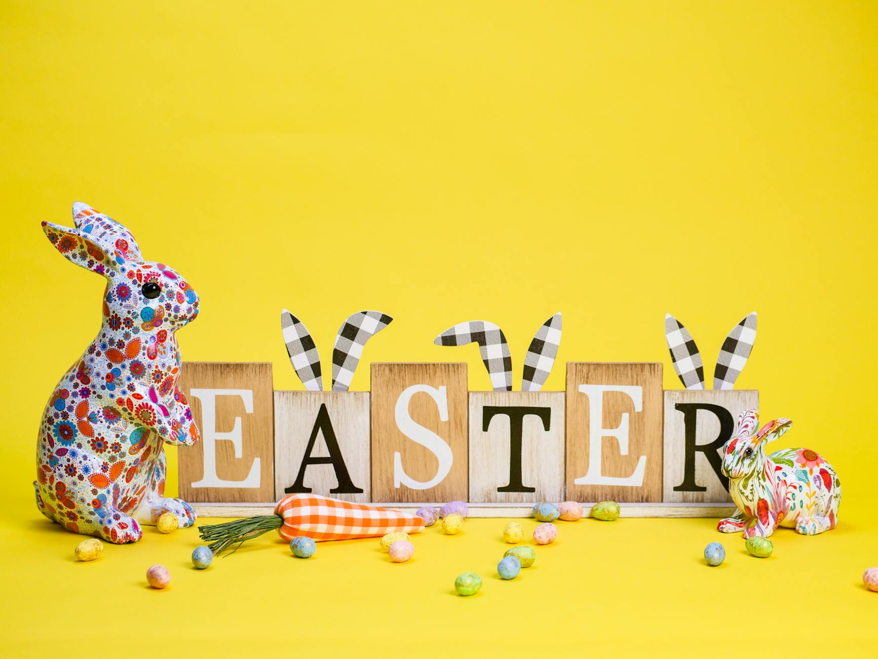 Easter decoration on a yellow background