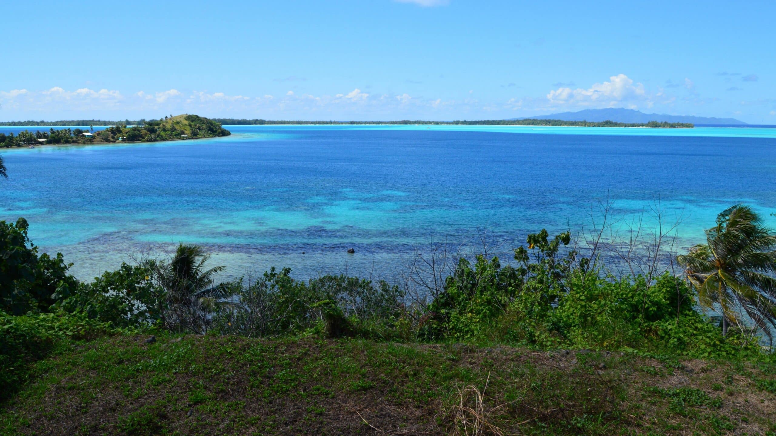 Calm blue lagoon water under soft summer light