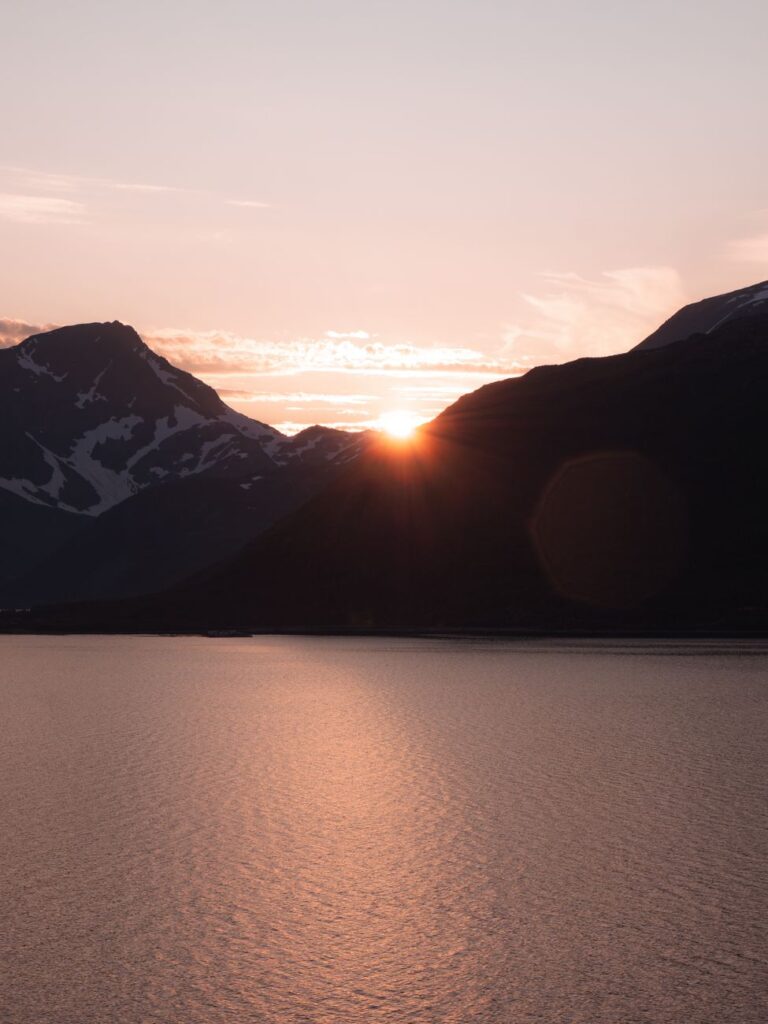 serene sunset over norwegian fjords