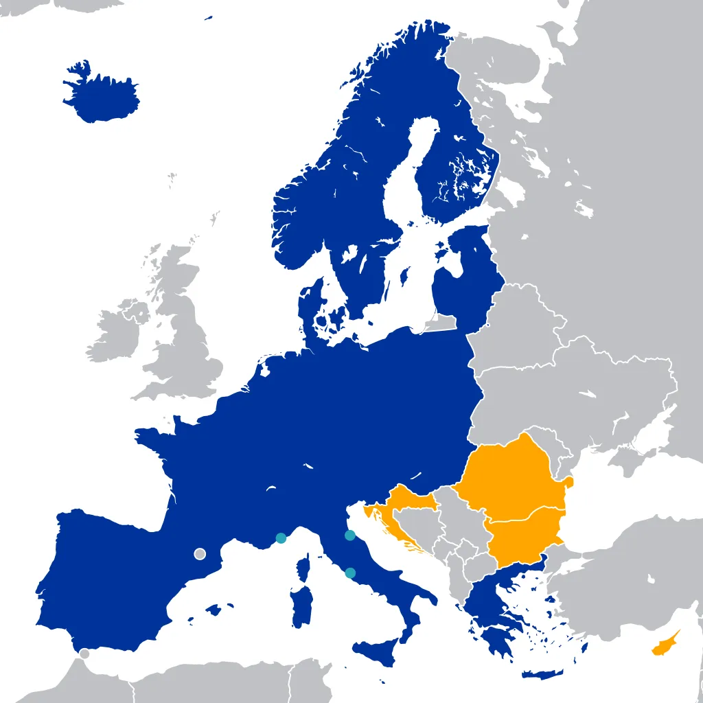 Map of Schengen Area