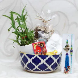 Rakhi Lumba Pack With Aroma Essentials and Planter, Raksha Bandhan