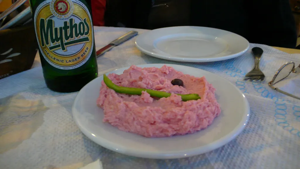 Taramasalata (that tasted of nothing) & Greek beer | by Smoobs, Greek cuisine