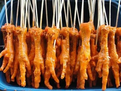 Inihaw na Paa ng Manok( Grilled Chicken Feet) street food Phillipines