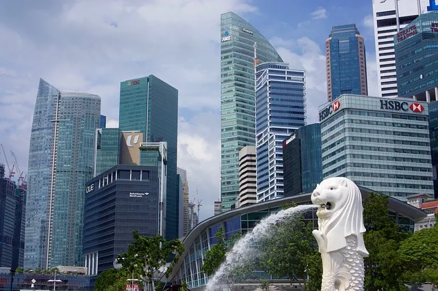 Singapore city fountain