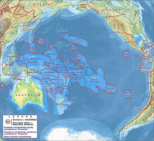Pacific Ocean Laea Oceanian Countries Map